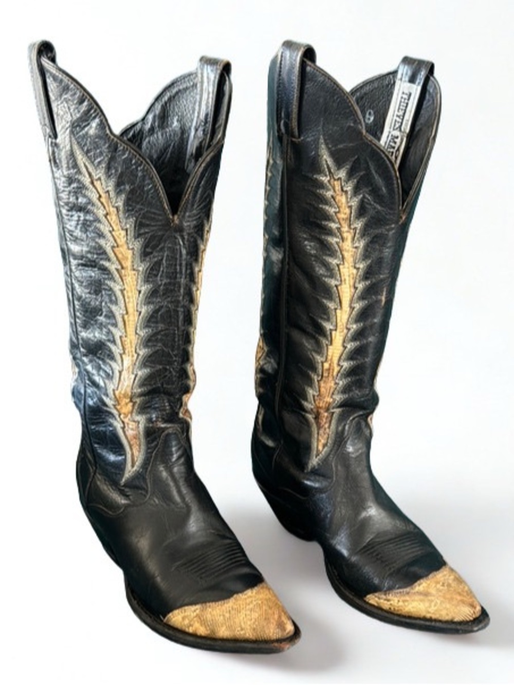 Tony Lama black and tan snake skin cowboy boots